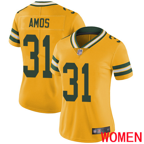 Green Bay Packers Limited Gold Women 31 Amos Adrian Jersey Nike NFL Rush Vapor Untouchable